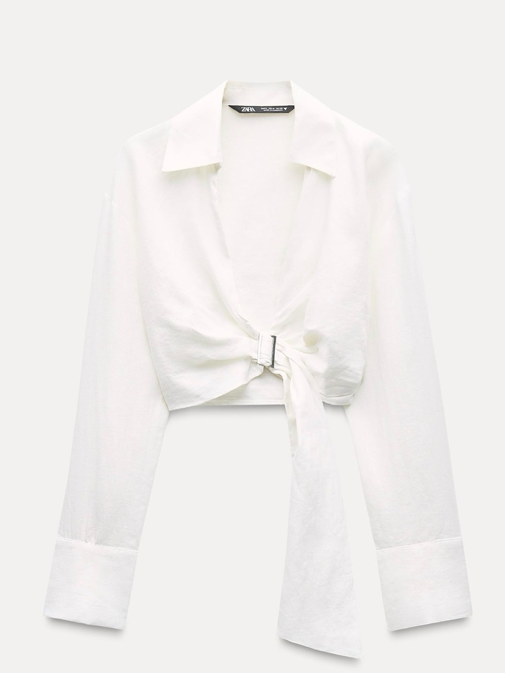ZARA Buckled Linen Crop
